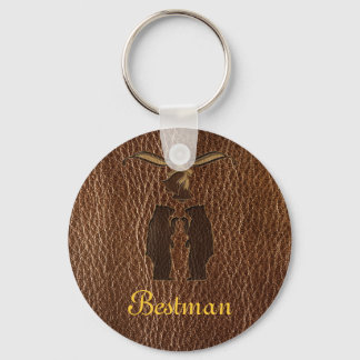 Leather-Look Wedding Key Ring