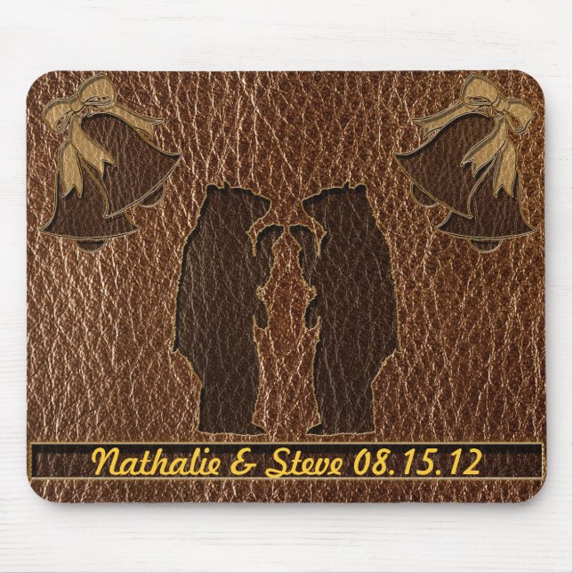 Leather-Look Wedding Mouse Pad (Front)