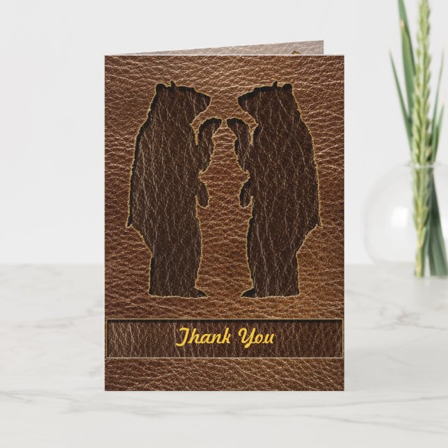 Leather-Look Wedding Thank You Card (Front)