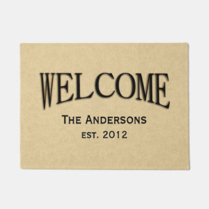 Leather Look Welcome Name Established Doormat