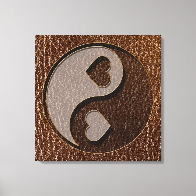 Leather-Look Yin Yang Heart Canvas Print (Front)