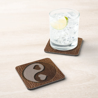 Leather-Look Yin Yang Heart Coaster