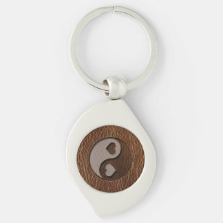 Leather-Look Yin Yang Heart Key Ring