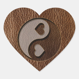 Leather-Look Yin Yang Heart Sticker