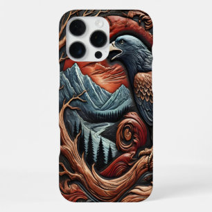 Leather-looking Majestic Eagle Artwork iPhone 16 Pro Max Case