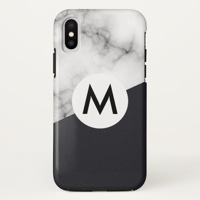 leather marble with monogram Case-Mate iPhone case (Back)