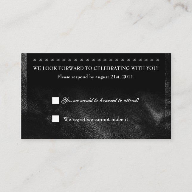 Leather Metal Studs RSVP Reception card (Front)