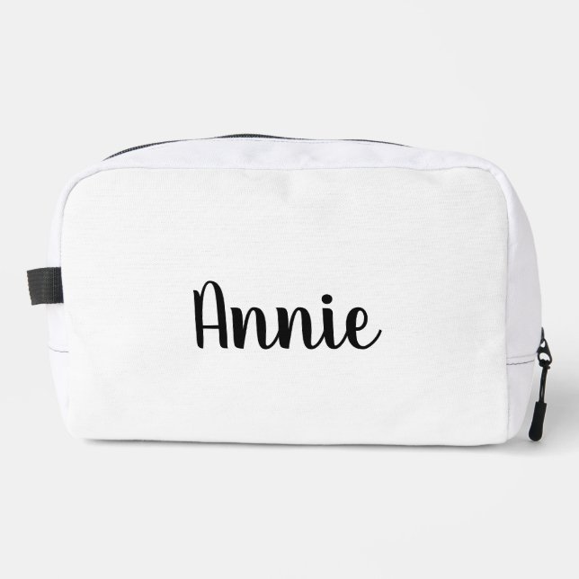 Leather Name Makeup Bag, Personalise Wedding Bride Dopp Kit (Front)
