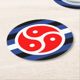 Leather Practice Pride Flag Round Paper Coaster