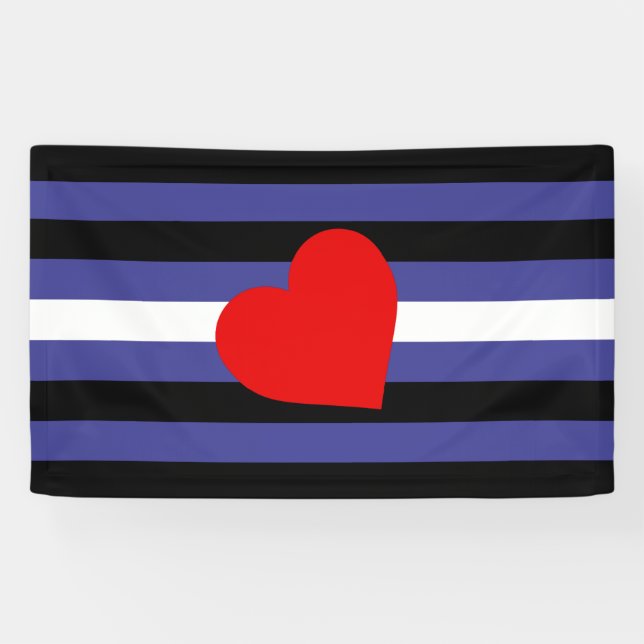 Leather Pride Flag and Heart Banner (Horizontal)