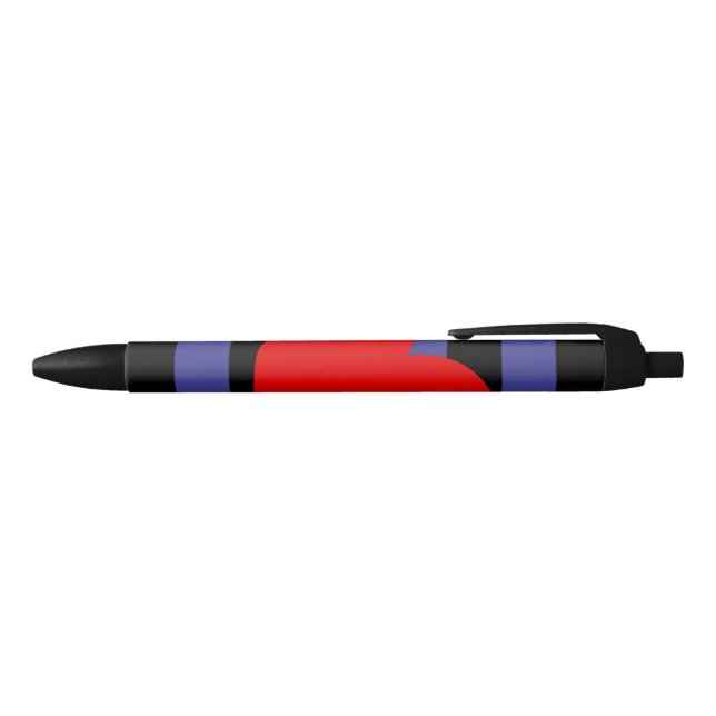 Leather Pride Flag and Heart Black Ink Pen (Top)