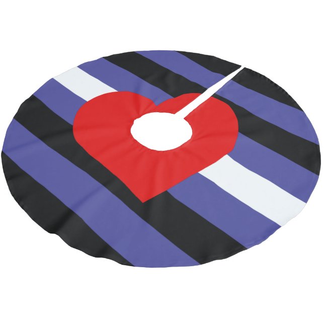 Leather Pride Flag and Heart Brushed Polyester Tree Skirt (Angled)