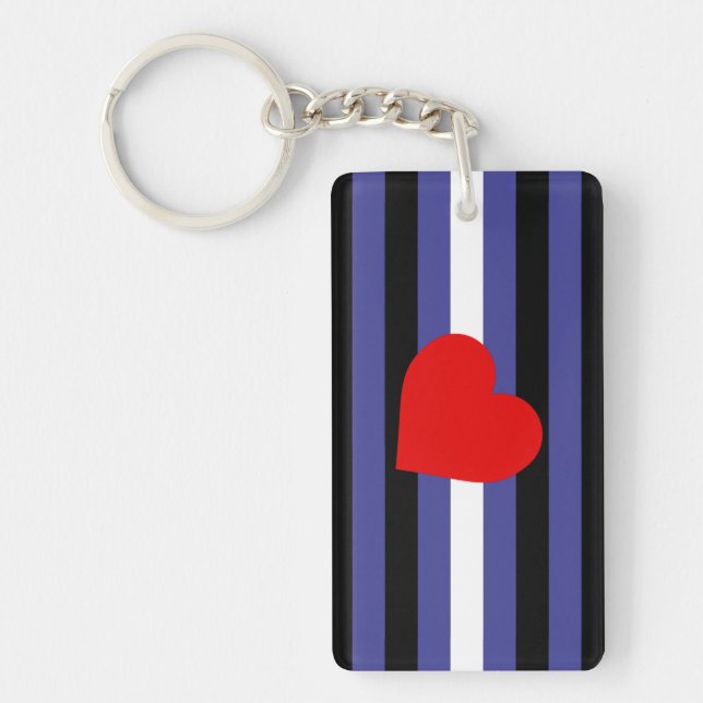 Leather Pride Flag and Heart Key Ring (Front)