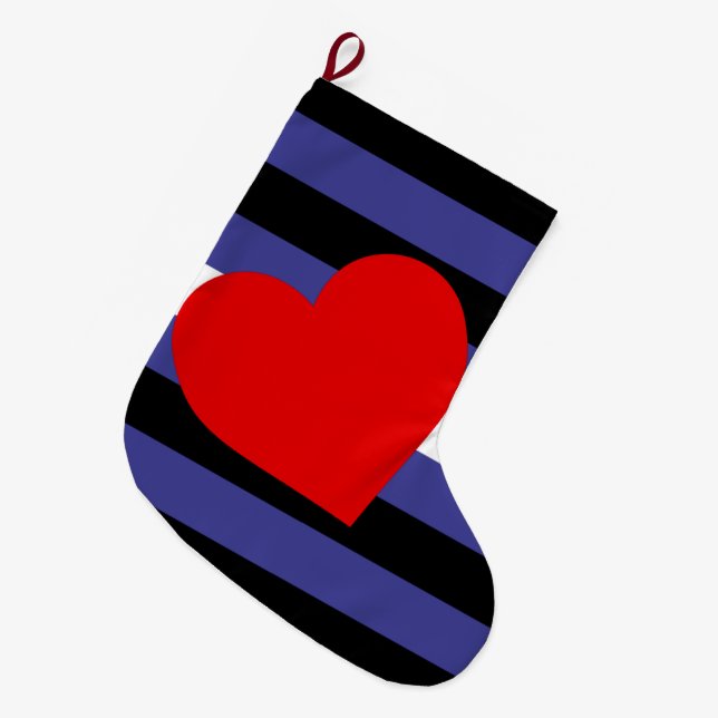Leather Pride Flag and Heart Large Christmas Stocking (Front (Hanging))