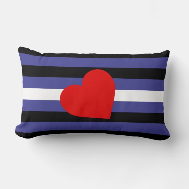 Leather Pride Flag and Heart Lumbar Cushion (Front)