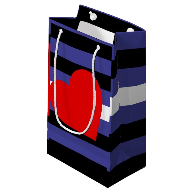 Leather Pride Flag and Heart Small Gift Bag (Front Angled)