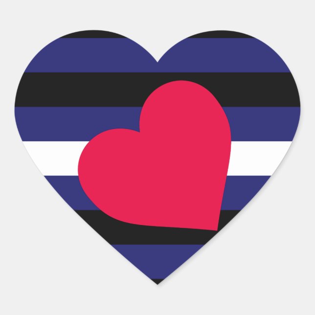 LEATHER PRIDE FLAG STRIPES DESIGN HEART STICKER (Front)