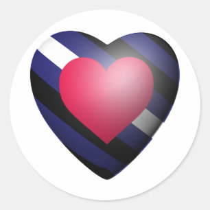 LEATHER PRIDE HEART CLASSIC ROUND STICKER