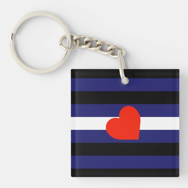 LEATHER PRIDE STRIPED HEART HORIZONTAL - 2014 PRID KEY RING (Front)