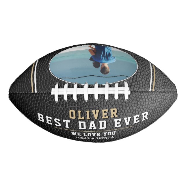 Leather Print Best Dad Ever Father`s Day Photo Football (Front)