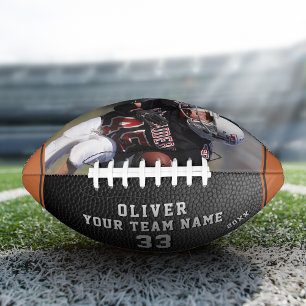 Leather Print Orange Player Name Number Team Photo Football