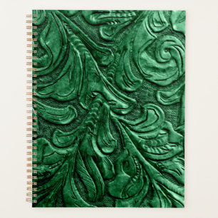 Leather Purse Green Embossed Planner