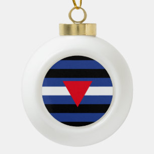 Leather Queer Pride Flag Ceramic Ball Christmas Ornament
