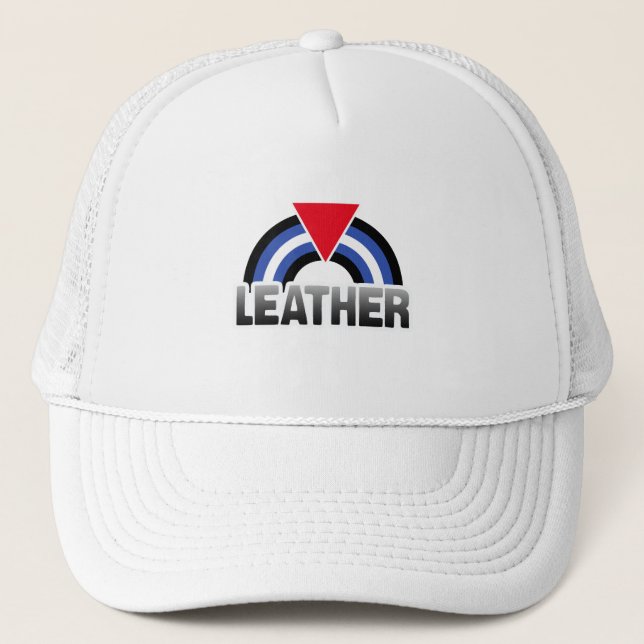 Leather Queer Pride Trucker Hat (Front)