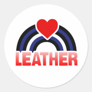 LEATHER RAINBOW FLAG CLASSIC ROUND STICKER