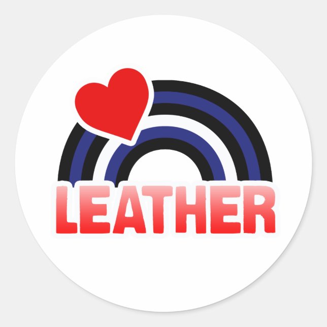 LEATHER RAINBOW FLAG CLASSIC ROUND STICKER (Front)