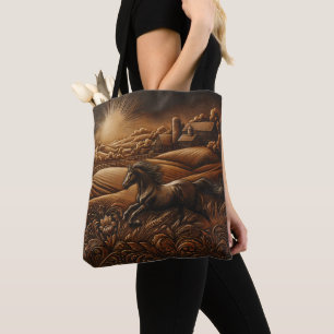 Leather Ranch Sunrise Tote Bag