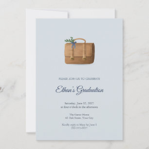 Leather Satchel Graduation Party Invitation