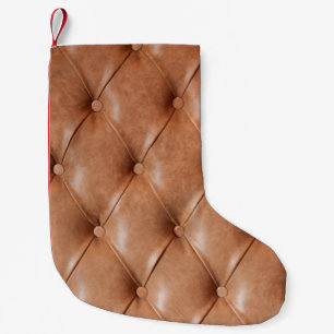 leather sofa background small christmas stocking