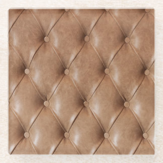 Leather Sofa: Textured Background Glass Coaster