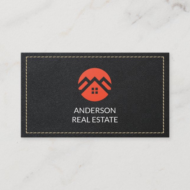 Leather Stitched | Real Estate Business Card (Front)