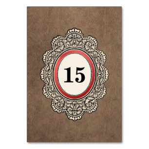 Leather-style Vertical Wedding Table Number
