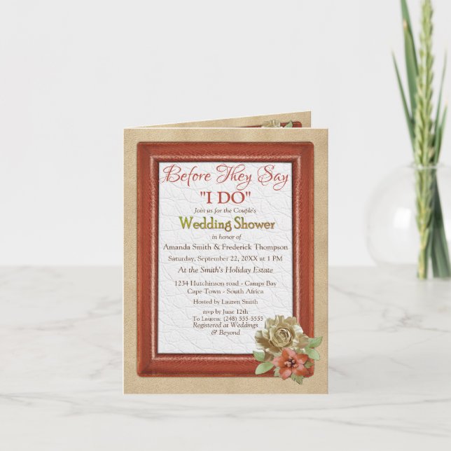 Leather & Suede Texture Art Couple Shower Invitation (Front)