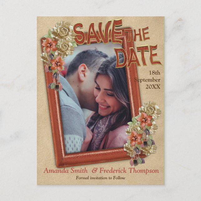 Leather & Suede Texture Art Save the Dates Announcement Postcard (Front)