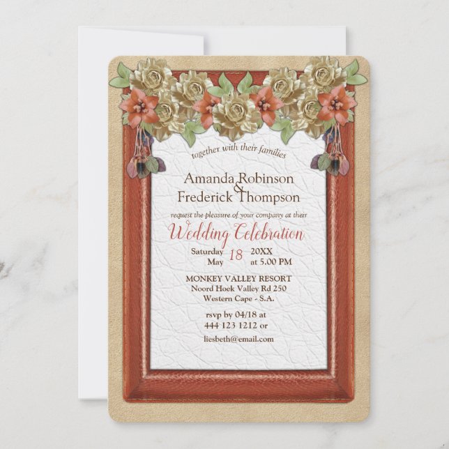 Leather & Suede Texture Art Wedding Invitation (Front)