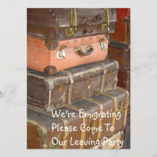 Leather Suitcases Emigrating Party Invitation