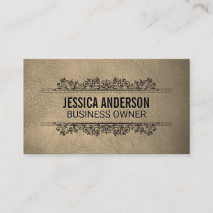 Leather Texture Background Ornate Elements Business Card