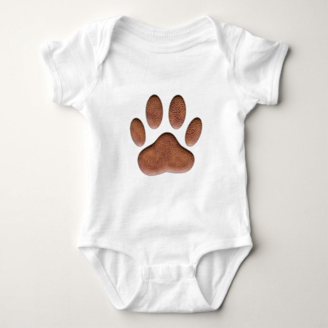 Leather Texture Dog Paw Print Baby Bodysuit (Front)