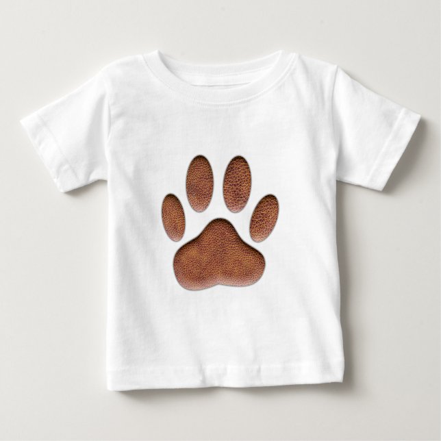 Leather Texture Dog Paw Print Baby T-Shirt (Front)
