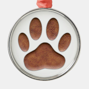 Leather Texture Dog Paw Print Metal Tree Decoration