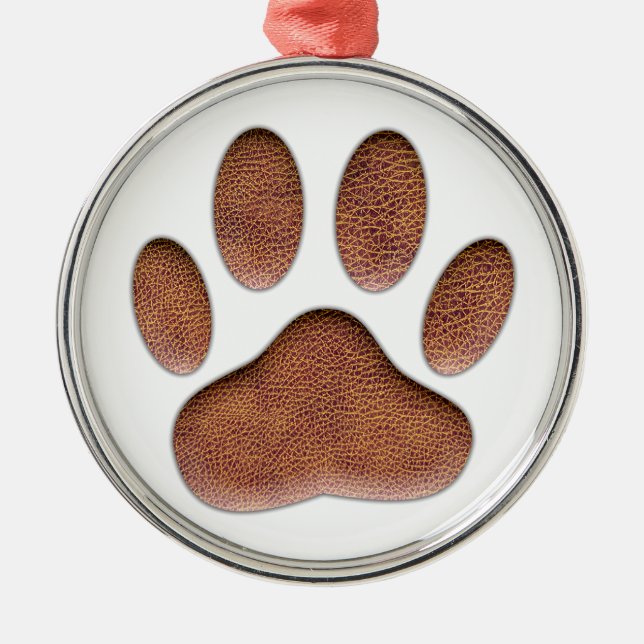 Leather Texture Dog Paw Print Metal Tree Decoration (Front)