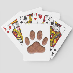 Leather Texture Dog Paw Print Playing Cards