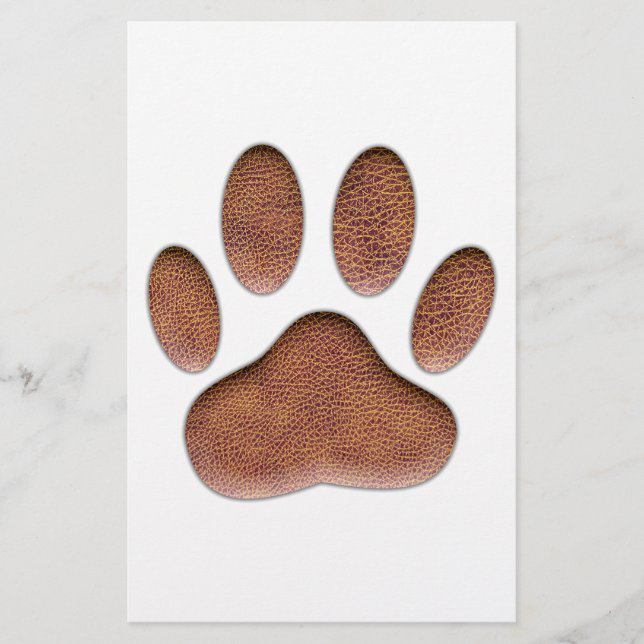 Leather Texture Dog Paw Print Stationery (Front)
