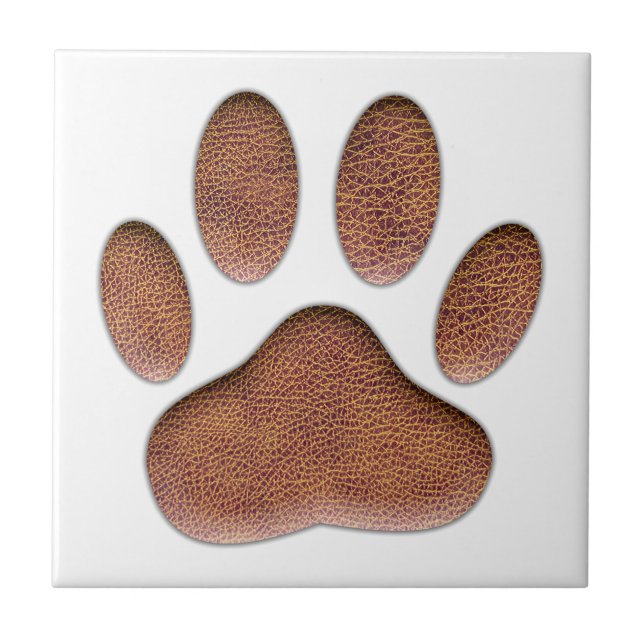 Leather Texture Dog Paw Print Tile (Front)