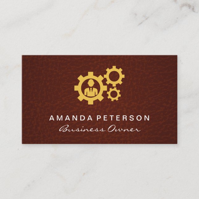 Leather Texture | Gears Business Card (Front)