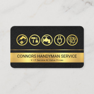 Leather Texture Gold Stripe Layers Business Card